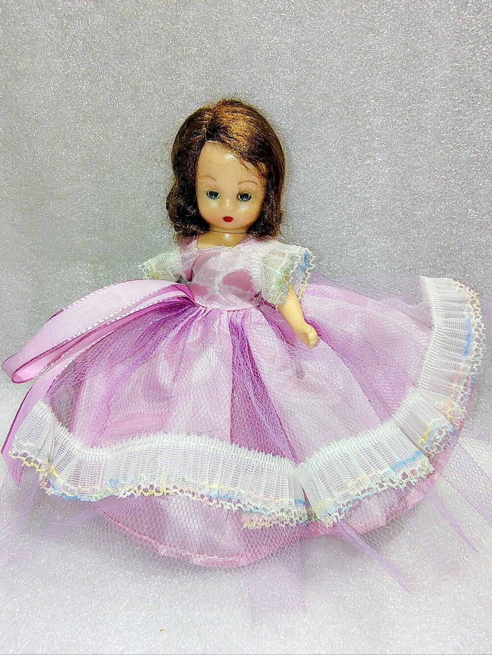 Vintage Nancy Ann Story Book Doll 1950s Sleep Eyes Pink Lavender Dress 6”